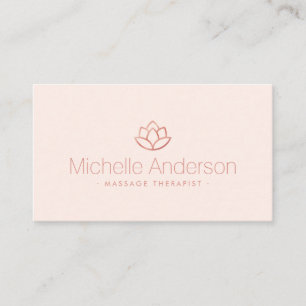 Rose gold lotus flower minimalist light blush pink business card