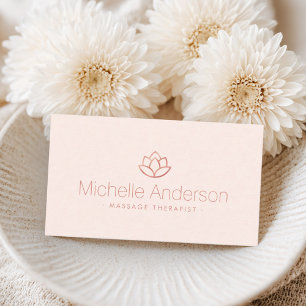 Rose gold lotus flower minimalist light blush pink business card