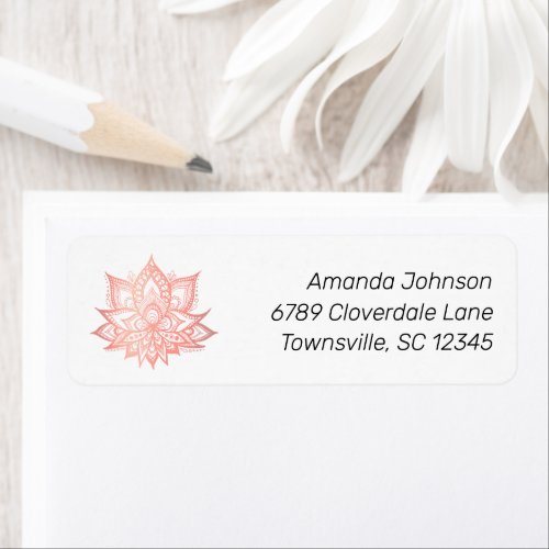 Rose Gold Lotus Flower Return Address Label