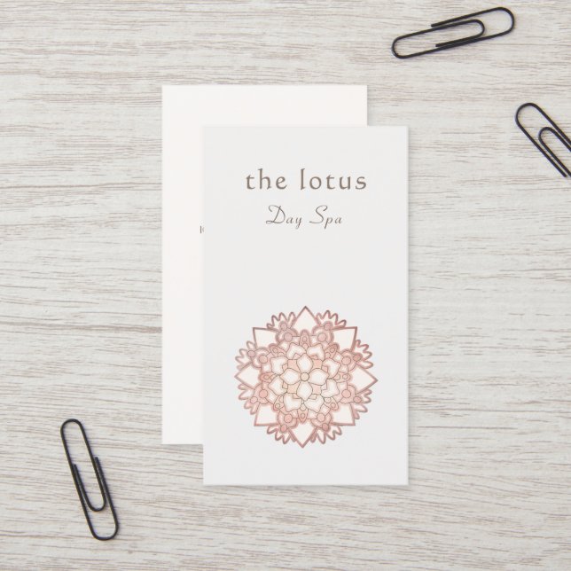 Rose Gold  Lotus Logo Holistic Health and Wellness Business Card (Front/Back In Situ)