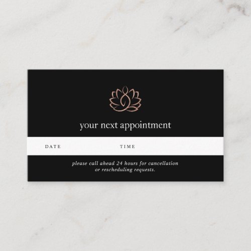 Rose Gold Lotus Logo  Wellness Massage Spa Appointment Card
