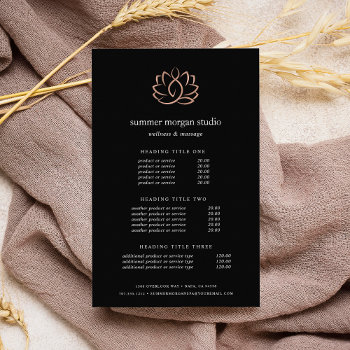 Rose Gold Lotus Massage Or Spa Pricing & Services Flyer by RedwoodAndVine at Zazzle