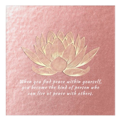 Rose Gold Lotus Yoga Meditation Instructor Quotes Acrylic Print