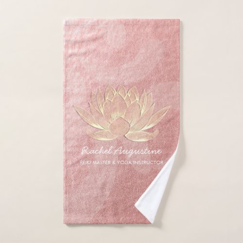 Rose Gold Lotus Yoga Meditation Instructor Quotes Bath Towel Set