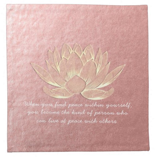 Rose Gold Lotus Yoga Meditation Instructor Quotes Cloth Napkin