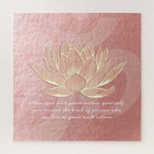 Rose Gold Lotus Yoga Meditation Instructor Quotes Jigsaw Puzzle