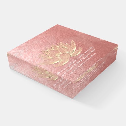 Rose Gold Lotus Yoga Meditation Instructor Quotes Paperweight