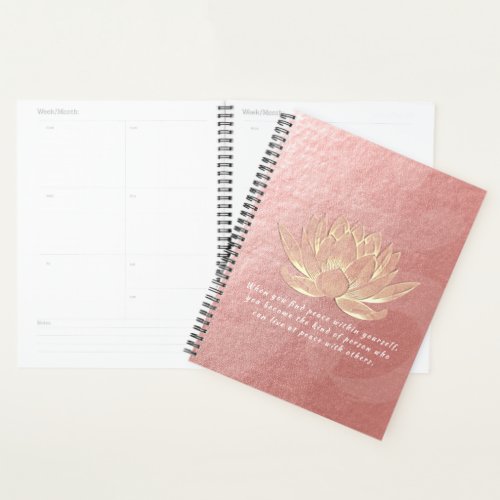 Rose Gold Lotus Yoga Meditation Instructor Quotes Planner