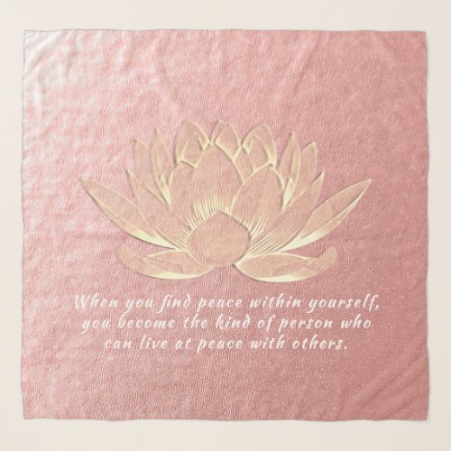 Rose Gold Lotus Yoga Meditation Instructor Quotes Scarf