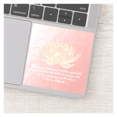 Rose Gold Lotus Yoga Meditation Instructor Quotes Sticker