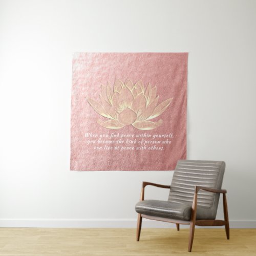 Rose Gold Lotus Yoga Meditation Instructor Quotes Tapestry