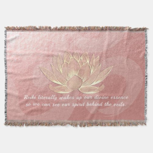 Rose Gold Lotus Yoga Meditation Instructor Quotes Throw Blanket