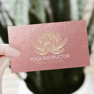 Rose Gold Lotus Yoga Meditation Reiki Instructor Business Card