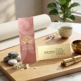 Rose Gold Lotus Yoga Meditation Reiki Instructor Mini Business Card
