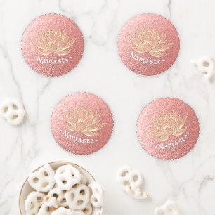 Rose Gold Lotus Yoga Studio Meditation Instructor Coaster Set