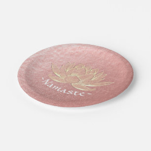 Rose Gold Lotus Yoga Studio Meditation Instructor Paper Plates