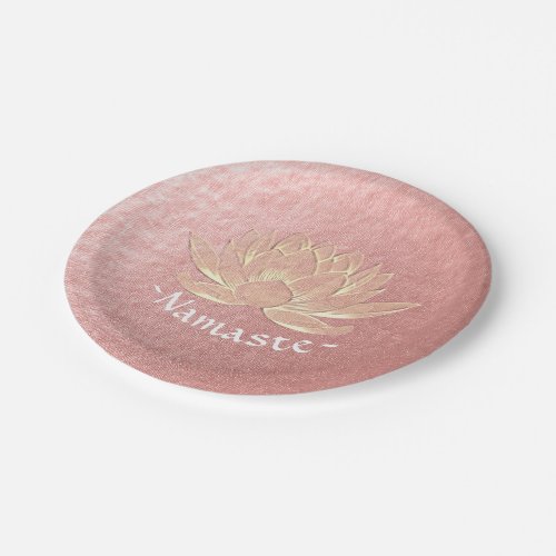 Rose Gold Lotus Yoga Studio Meditation Instructor Paper Plates