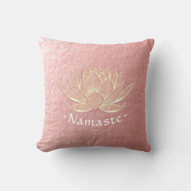Rose Gold Lotus Yoga Studio Meditation Instructor Throw Pillow (Front)