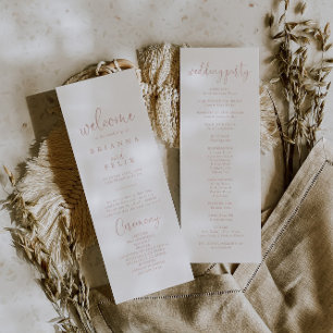 Rose Gold Love Fancy Script Wedding Program