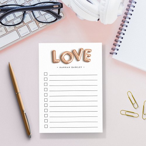 Rose Gold LOVE  Personalized To Do List Post_it Notes