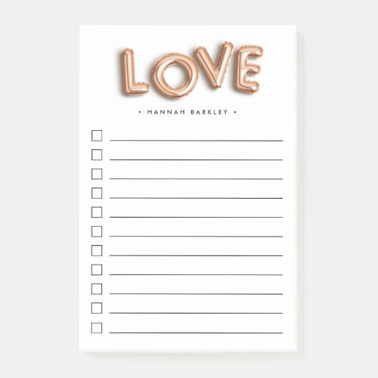 rose gold love personalized to do list post it notes zazzle com