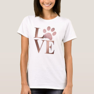 Rose Gold Love with Sparkle Paw T-Shirt