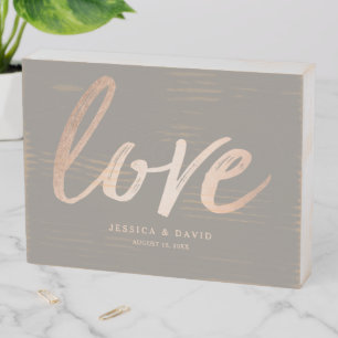 Rose Gold Love Wooden Box Sign