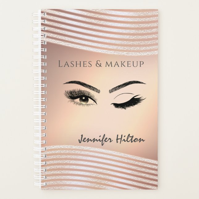 Rose gold luminous wink eye makeup long lashes planner (Front)