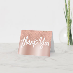 Rose Gold Luxury Mermaid Foil Ombre Letterpress Thank You Card
