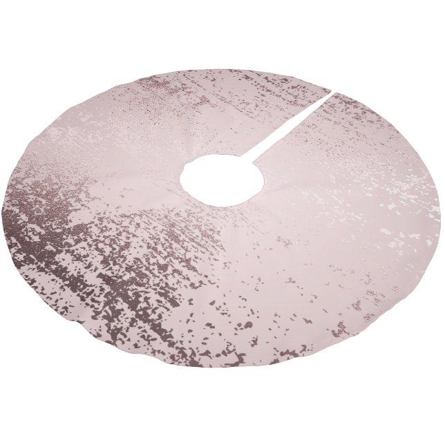Rose gold Luxury metallic design Brushed Polyester Tree Skirt (Angled)
