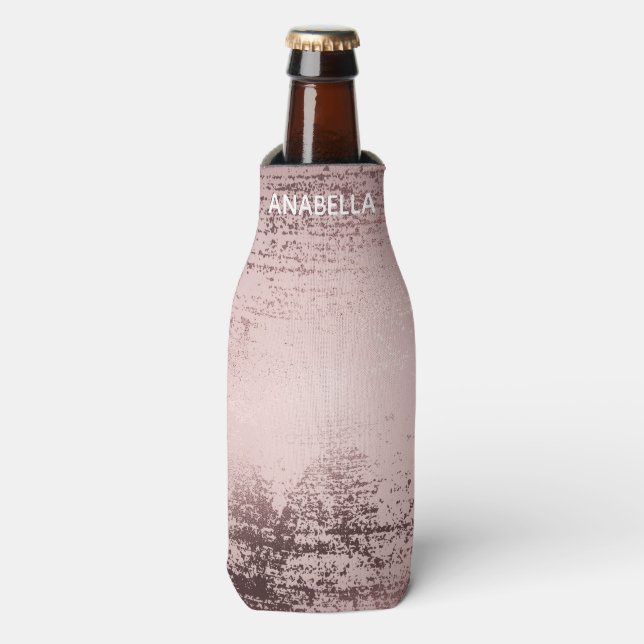 Rose gold Luxury metallic personalized Bottle Cooler (Bottle Front)