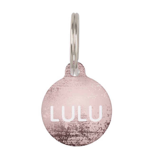 Rose gold Luxury metallic Personalized Pet ID Tag (Front)