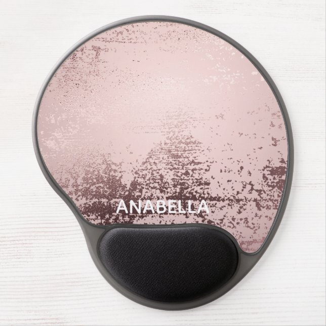 Rose gold Luxury metallic with monogram design Gel Mouse Pad (Front)