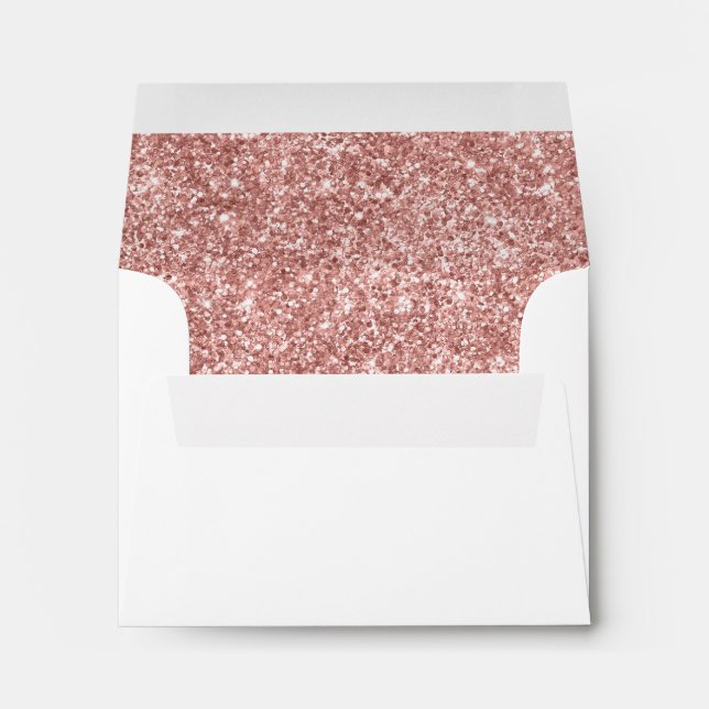 Rose Gold Luxury Sparkly Glitter Wedding RSVP Envelope (Back (Bottom))