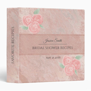 Rose gold mable roses bridal shower recipe 3 ring binder