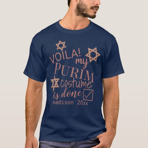 Rose Gold Magen David Name Funny Purim Costume T_Shirt