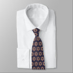 Rose Gold Magen David Symbol Purim Style Pattern Neck Tie<br><div class="desc">This festive faux rose gold glitter Magen David symbol pattern tie has the style for everyday while being fun enough for a Purim costume. The pattern of rose gold Star of David symbols on an elegant navy blue background [Eclipse blue] makes this unique neck tie a perfect addition to your...</div>
