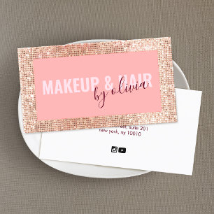 Rose Gold Makeup Artist and Hair Stylist Business Card