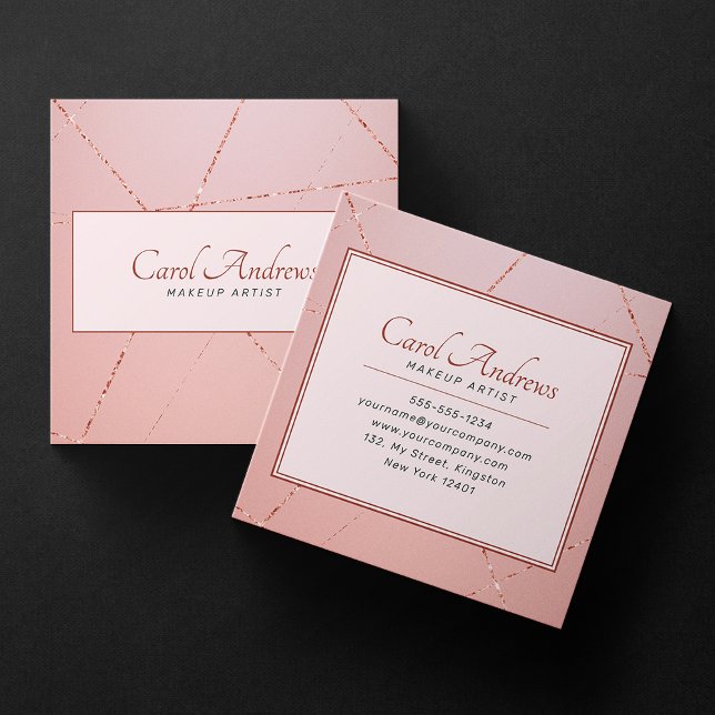 Rose Gold Makeup Artist Bridal Makeup Lashes Brows Square Business Card (Creator Uploaded)