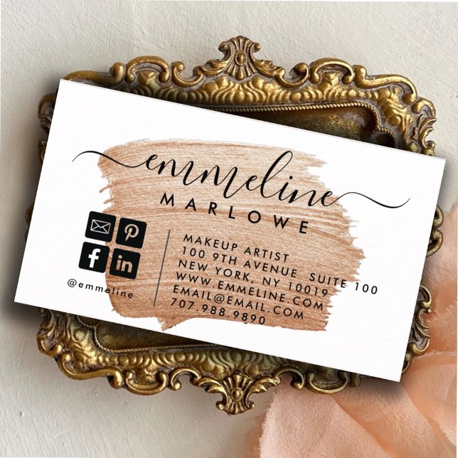 Rose Gold  Makeup Artist Business Card (Creator Uploaded)