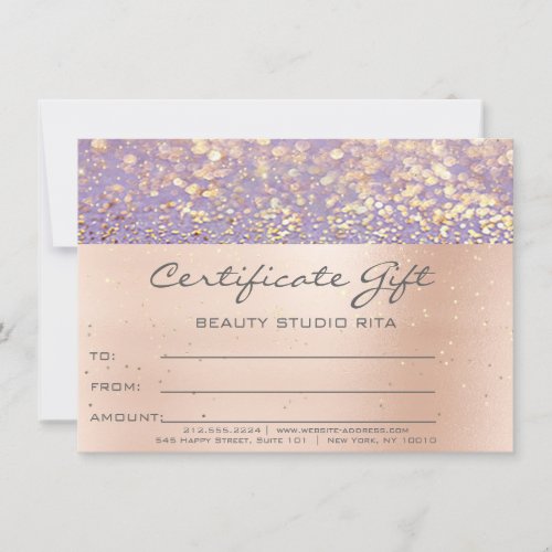 Rose Gold  Makeup Artist Certificate Gift Lavender