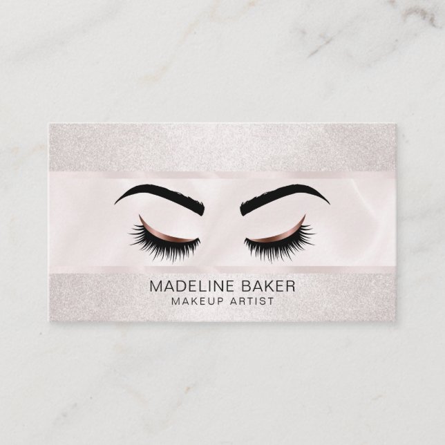 Rose Gold Makeup Artist Eyelash Extension Business Card (Front)