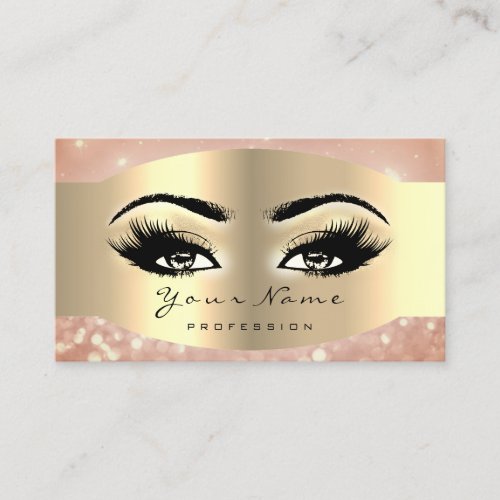 Rose Gold Makeup Artist Lash Black Eyes Browns Appointment Card