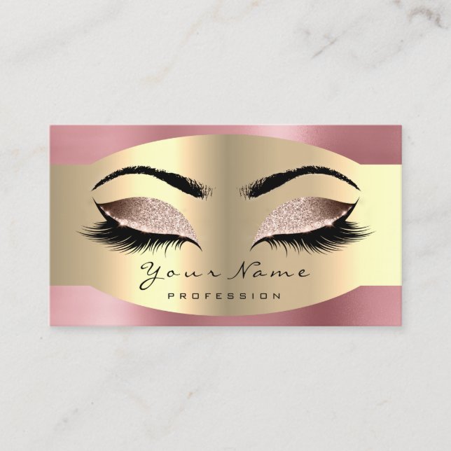Rose Gold Makeup Artist Lashes Extension Brows Appointment Card (Front)