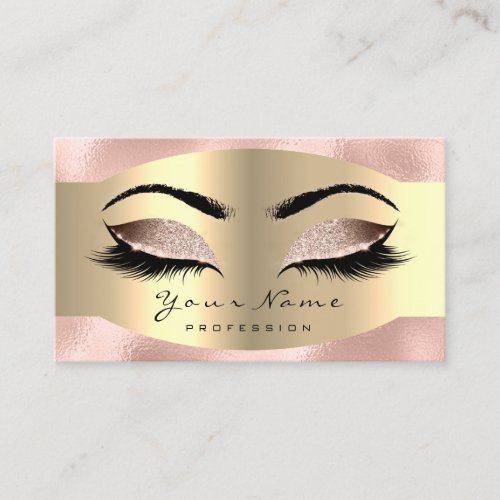 Rose Gold Makeup Artist Lashes Extension Metallic Appointment Card