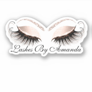 Rose Gold Makeup Artist Lashes Extension Pink Sticker