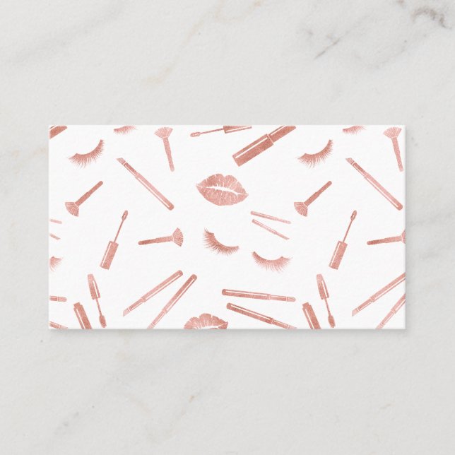 Rose gold makeup artist lashes lips lipstick eyes business card (Front)