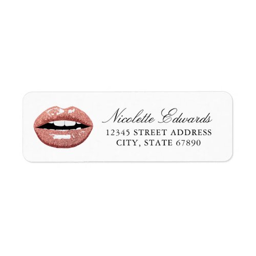 Rose Gold Makeup Beauty Lips Address Label