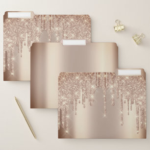 Rose Gold Makeup Drips Glitter Beauty Spark Lux File Folder