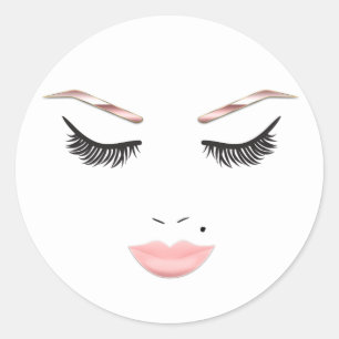 Rose Gold Makeup Face Eyebrows Lips Glam Beauty Classic Round Sticker